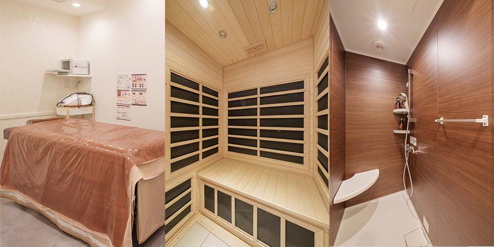 オリエンタルスタイル金山,金山店施術ルーム,金山店サウナ,金山店シャワールーム